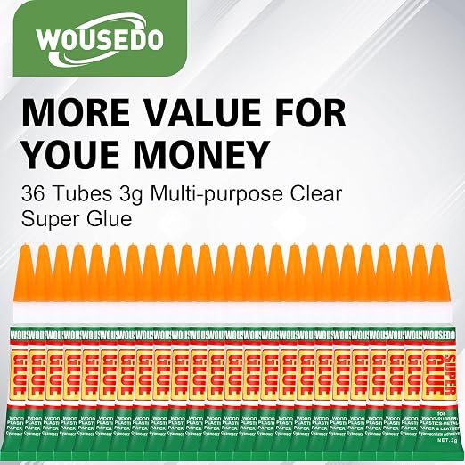 WOUSEDO 36 X 3g Super Glue Clear, Fast Drying Cyanoacrylate(CA) Glue
