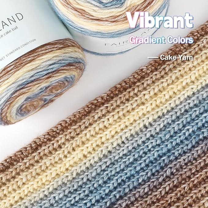 Katech Fairyland Yarn for Crocheting Knitting-4 Packs Gradient Cake Yarn | 100g/3.52 oz-DK Light Weight #3-60% Cotton 30% Acrylic 10% Wool-Perfect for Scarves, Shawls, Blankets and Garments(A)