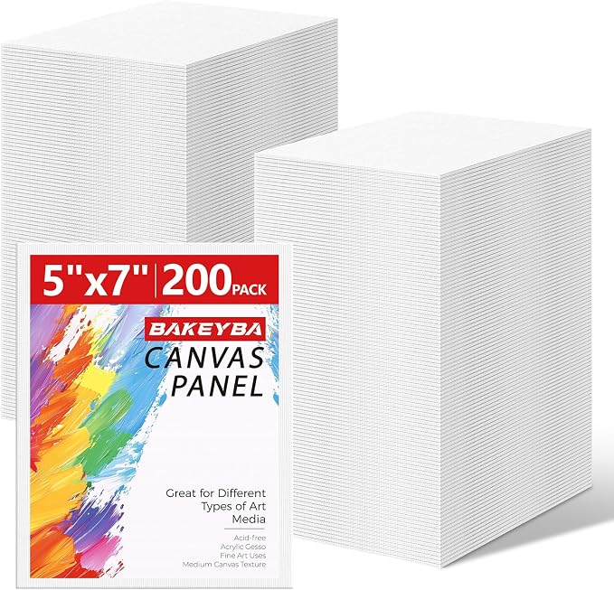 200 Pcs 5x7 Inch Small Canvas Boards for Painting 100% Cotton White | Blank Canvas Panels, Art Supplies for Acrylics Oil Watercolor Tempera Paints