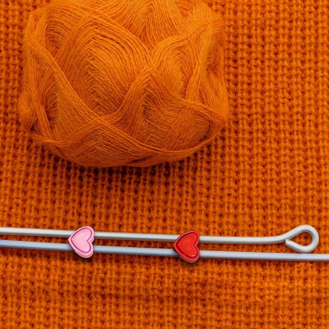 Ravlzors Knitting Needle Stoppers - 20PCS Heart Cord Locks Point Protectors (Pack of 2)