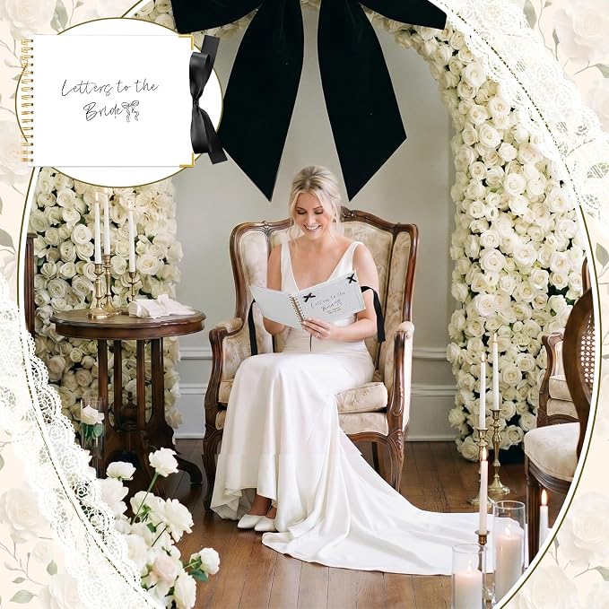 Letters to Bride Scrapbook,8.5 X 7 Inch,Bow,Black