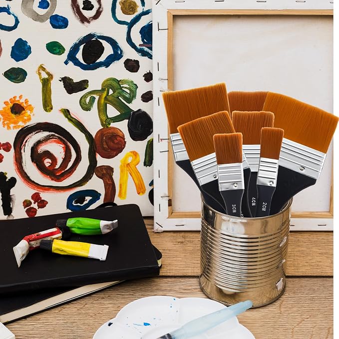 EORTA Flat Art Paint Brushes Set Assorted Size Nylon Painting Brushes