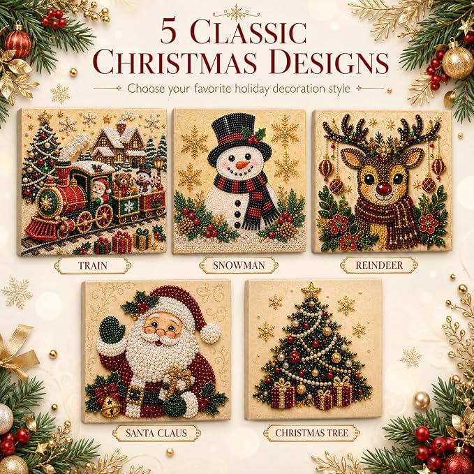 LJSCQF DIY Christmas Pearl Diamond Painting Art Kit with Frame, Home Wall Decor Art Craft Kit, Holiday Christmas Wall Decor, Handmade Home Decoration Gift (Owls, 7.8x7.8in)