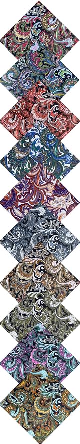 5" 50pcs Cotton Fabric Squares for Sewing Quilting Supplies- Dark Paisley