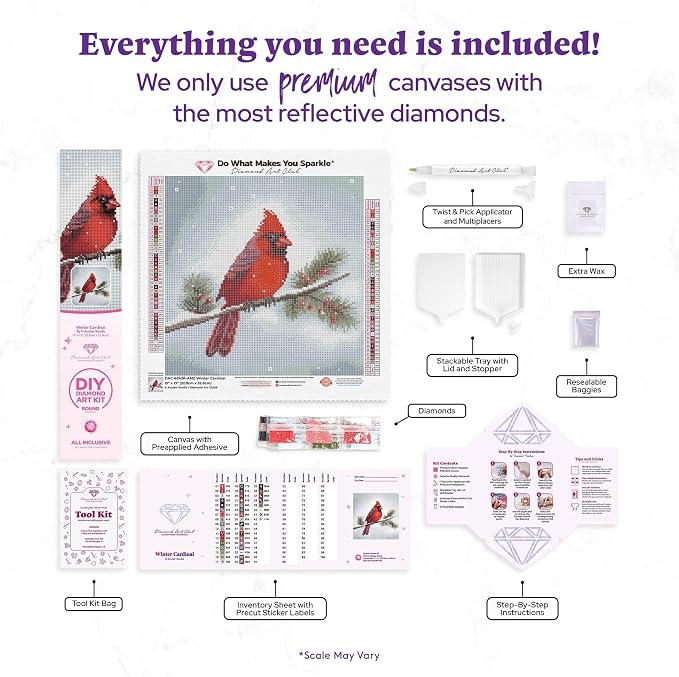 DIAMOND ART CLUB Winter Cardinal Diamond Art Kits for Adults