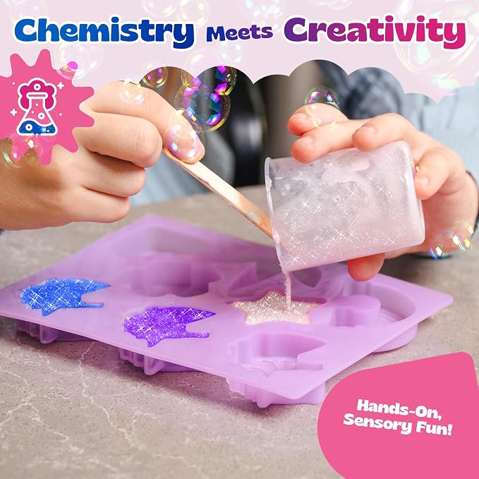 Pinwheel Crafts DIY Soap Making Kit for Kids Ages 5-12, 16 Unicorn Molds