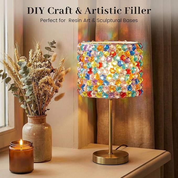 DOMESTAR 150 PCS Multicolored Acrylic Fake Gems, Ice Rocks for Vase Fillers
