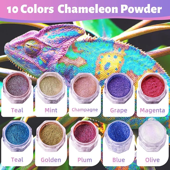 LET'S RESIN Chameleon Mica Powder, 10 * 5g Color Shift Mica Powder