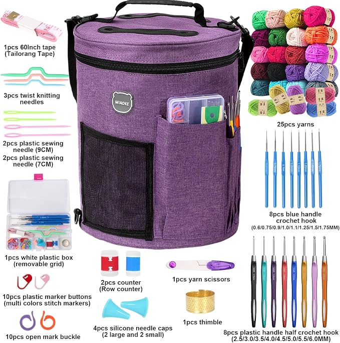 79Pc Crochet Kit,Crocheting Starter Kits with Waterproof Bag & Accessories