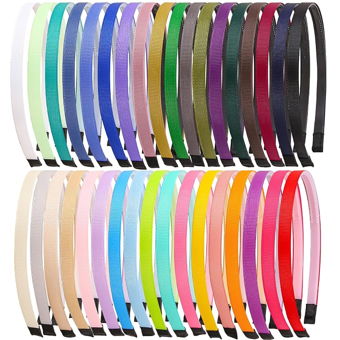 35Pcs Grosgrain Ribbon Headbands DIY Hair Bands for Women Girls