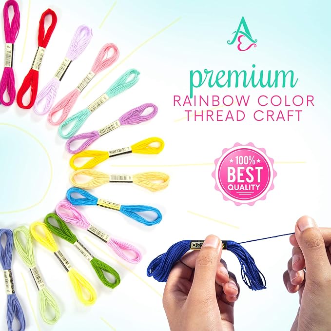 Athena’s Elements Embroidery Floss | Rainbow Thread for Embroidery, Cross Stitch Thread, Crafting Arts Embroidery Strings Bulk (Rainbow, 110pc)