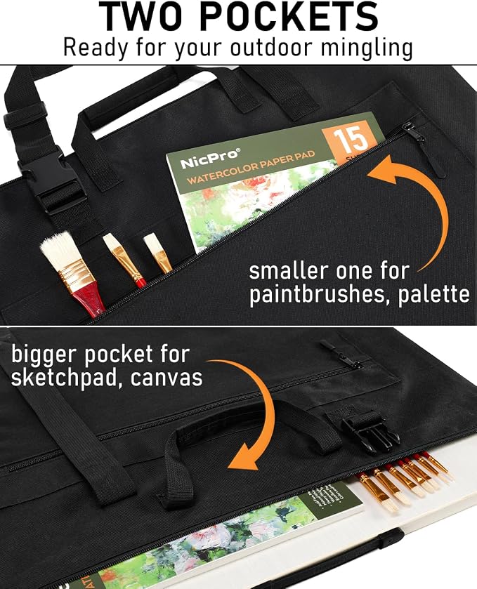 Nicpro Light Weight Art Portfolio Bag, 18x24” Waterproof Art Portfolio Case