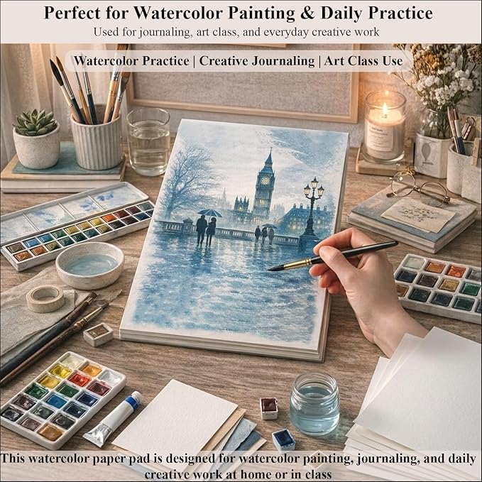 Ogfu Watercolor Paper Pad, 9"x12" Water Color Paper, 140lb/300gsm | Watercolor Sketchbook for Beginners, Students, Art Paper for Watercolor Painting, Drawing & Art Supplies,16 Sheets