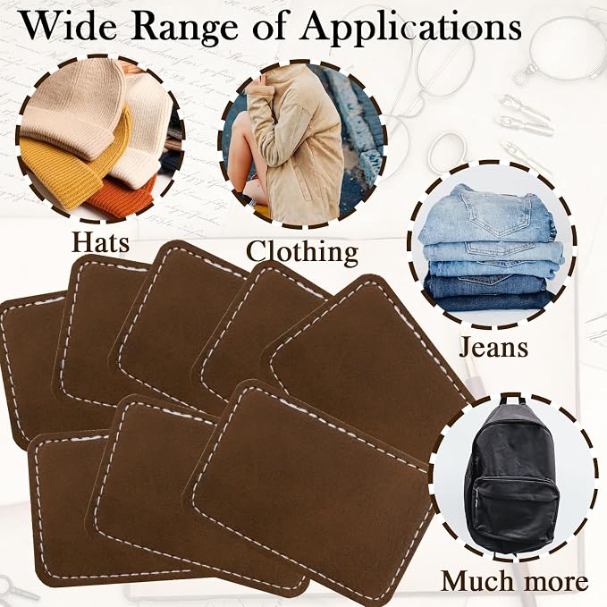 50 Pack Blank Leatherette Hat Patch with Adhesive, Rectangle Laserable Leatherette Patch, Faux Leather Patches for Hats Custom Fabric Repair Sew Laser Supplies (Brown to Silver)