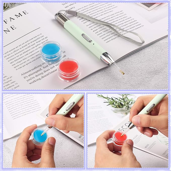 Chuangdi 2 Pcs Diamond Painting Art Drill Pen with Light,Purple, Green