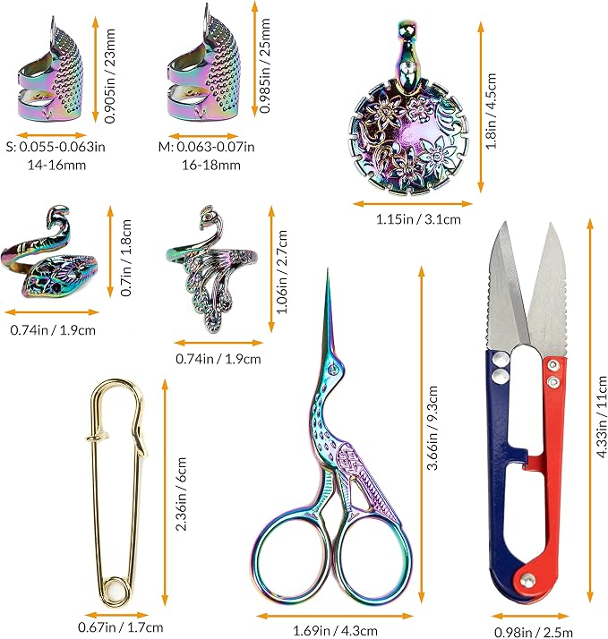Embroidery Scissors Kit, 11 in 1 Portable Sewing Tool Set with Case, Supplies for Lovers, Home, Travelers, Adults, Beginners