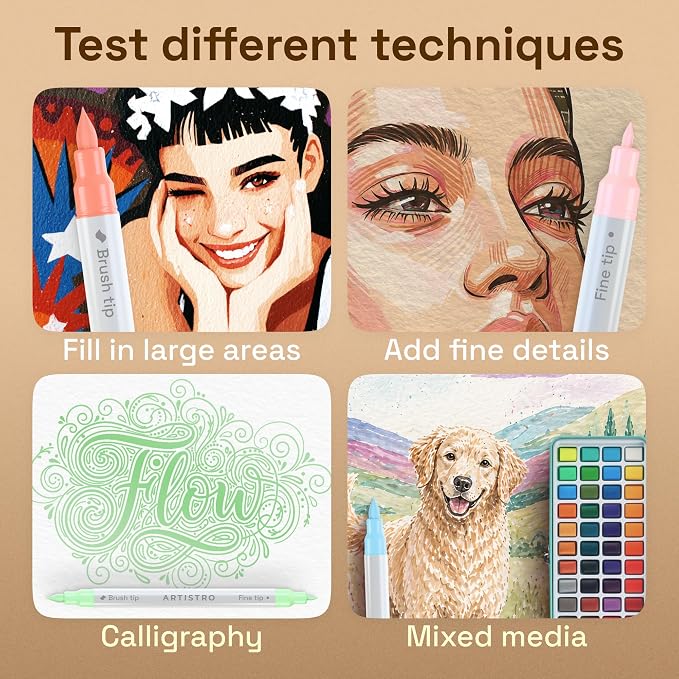 ARTISTRO 5 Pastel Dual-Tip Acrylic Paint Marker Pens for Drawing | For Fabric, Rock, Glass, Wood, & Molds, Arts & Crafts Gift for Adults, Teens, & Kids, Classroom Must Haves & School Supplies
