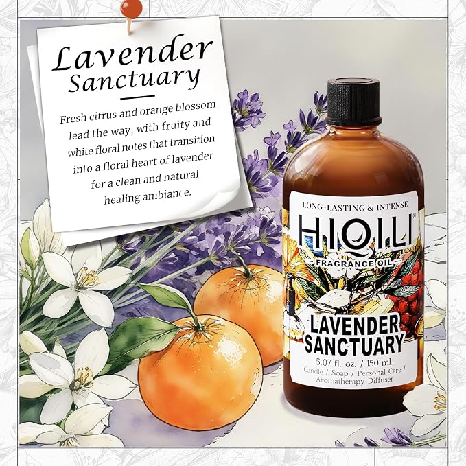 HIQILI Lavender Sanctuary Fragrance Oil for Diffuser, Soap&Candle Craft