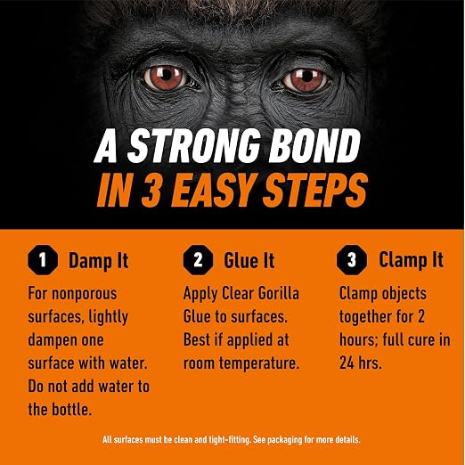 Gorilla Clear Glue, All Purpose, Polyurethane, Four 3 g Tubes