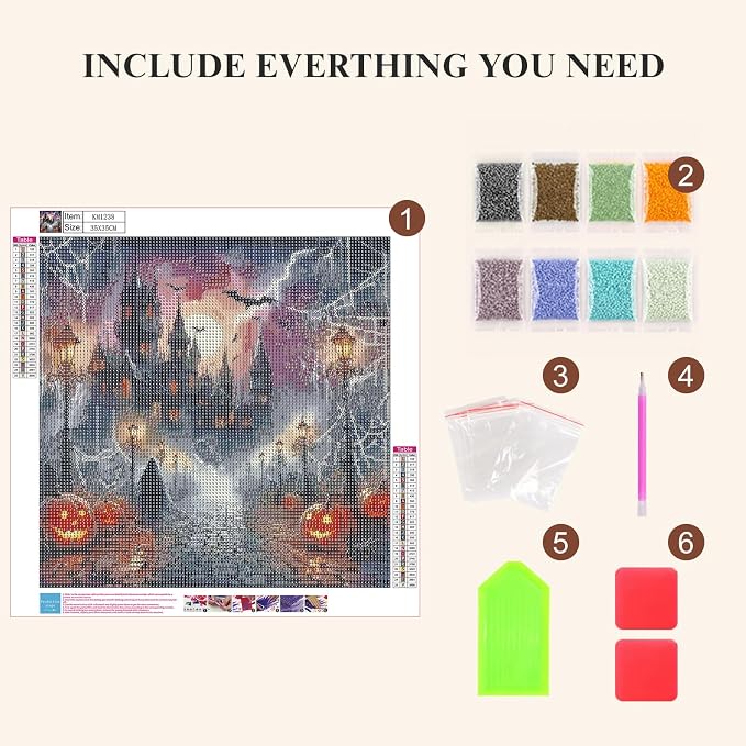 5D Halloween Haunted House Diamond Painting Kits for Adults 13.7x13.7 Inch