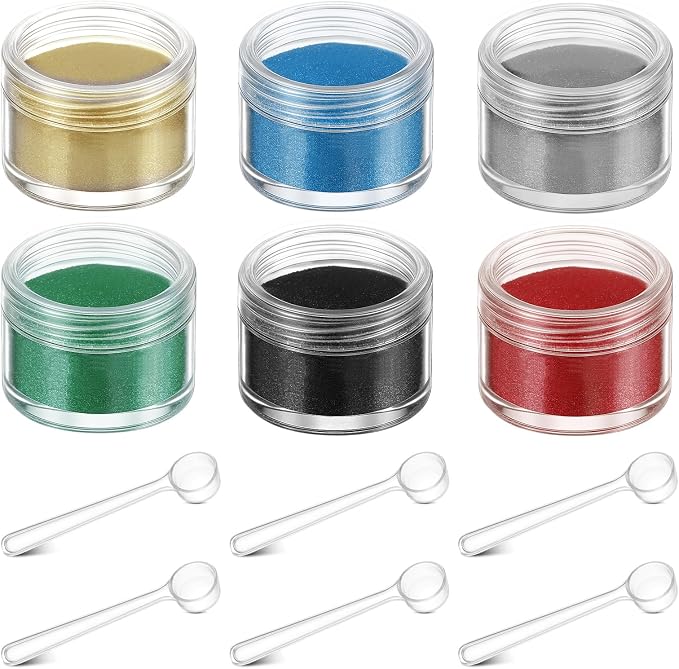 6 Pcs 0.5 Ounce Glitter Embossing Powder Set for DIY Crafts Greeting Cards Making Scrapbooking Wedding Invitations (Multicolor)