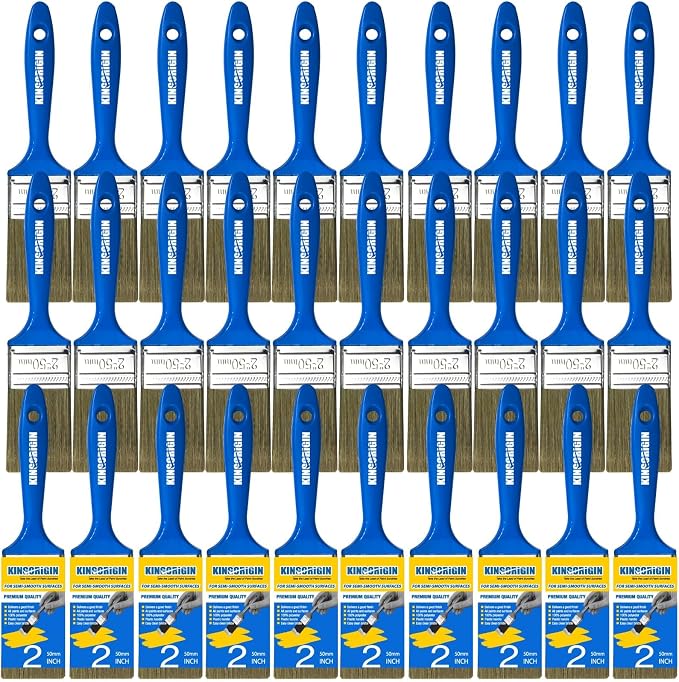 King Origin Versatile Paint Brush Set, 30 Pack, 2 Inch Paint Brushes, Small Paint Brushes for Walls, Furniture, Crafts - Detailed Painting & Larger Surface Coverage | Flat Small Paint Brushes for Walls, Furniture, Crafts, Detailed Painting & Larger Sur...