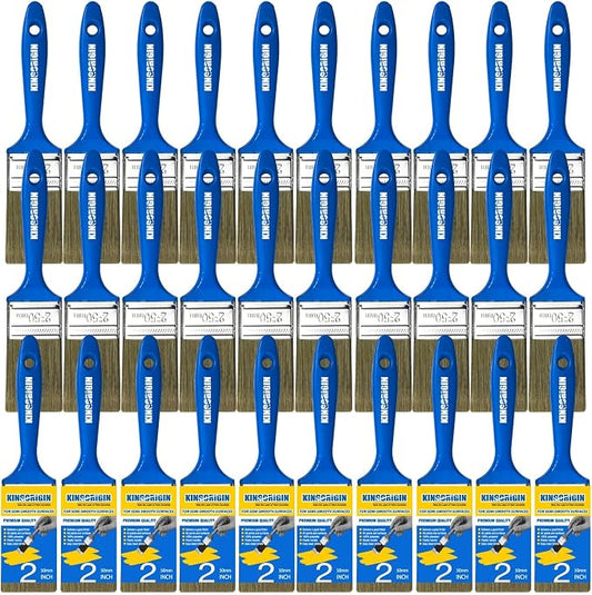 King Origin Versatile Paint Brush Set, 30 Pack, 2 Inch Paint Brushes, Small Paint Brushes for Walls, Furniture, Crafts - Detailed Painting & Larger Surface Coverage | Flat Small Paint Brushes for Walls, Furniture, Crafts, Detailed Painting & Larger Sur...