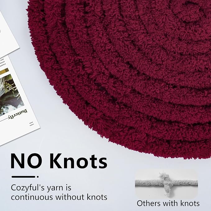 Cozyful Chunky Yarn for Hand Knitting - #10 Chunky Chenille Yarn, Jumbo Big Thick Chunky Yarns for Crocheting, Super Bulky Chunky Knit Blanket Yarns, 8 Skein (22 yds 8 oz Each Skein), Burgundy