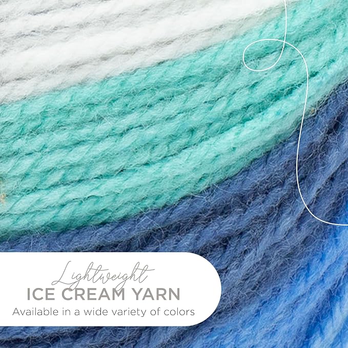 Lion Brand Yarn, Ice Cream Crochet Yarn, Baseball Nut, Blue, 3 Pack