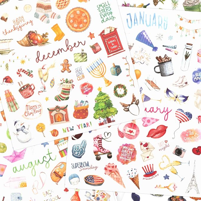 Aesthetic Monthly Planner Stickers - Holiday Sticker Set for Your Calendar
