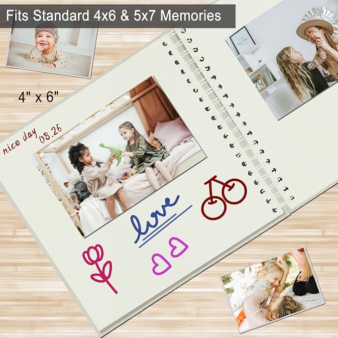 DIY Scrapbook Album 8x8 Inch, Hardcover Kraft Paper Scrap Book Photo Album, Blank Page Memory Scrap Book for DIY Crafts, Traveling, Wedding, Anniversary, Birthday, 40 Pages (20 Sheets), Cream