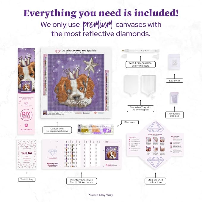 DIAMOND ART CLUB Night Fairy King Charles Puppy Diamond Art Kits for Adults