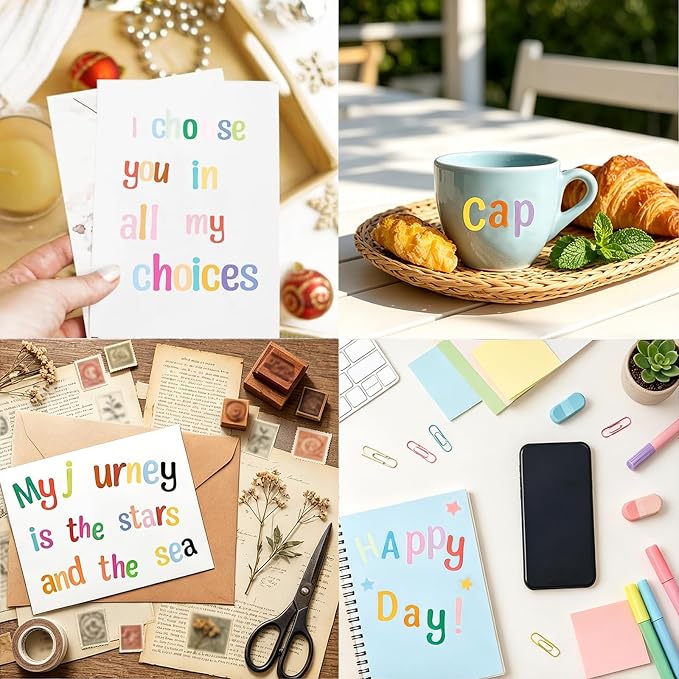 14 Sheets Letter Stickers,1764 Alphabet Stickers Vinyl Self-Adhesive Number Alphabet Stickers, Graduation Cap, Classroom Decor, Water Bottle, Mailbox Numbers Labels DIY Crafts, Notebook(Colorful)