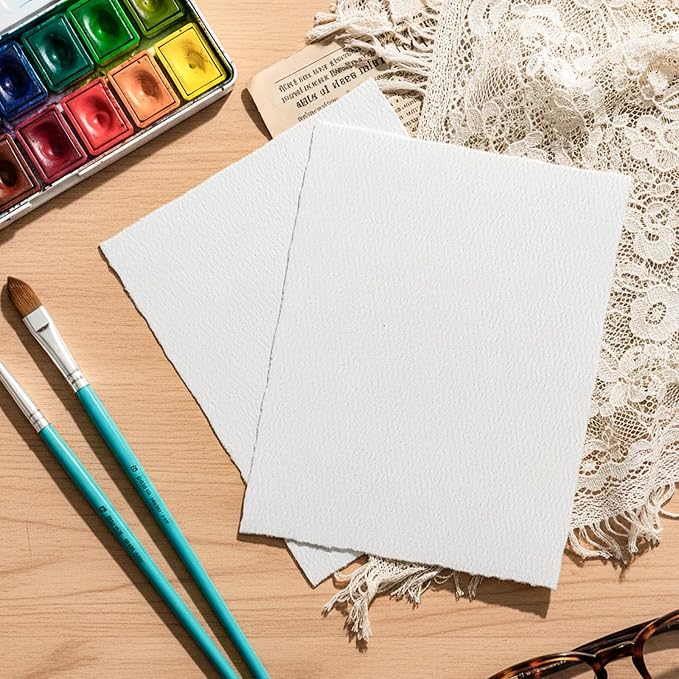 100 Sheets Deckled Edge Paper 8.5 x 11 in, 160 GSM Handmade Paper