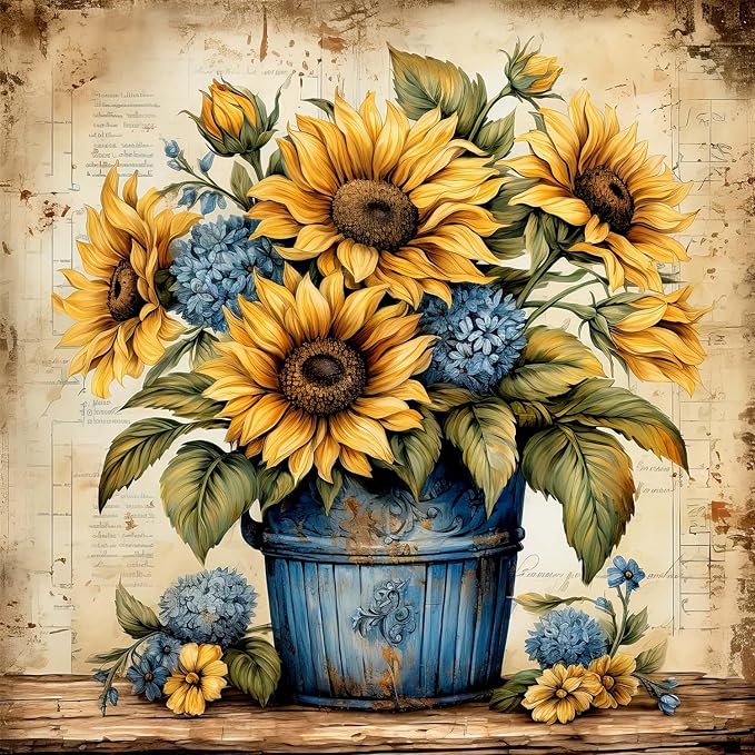 Dlylust Sunflower Diamond Art Painting Kits for Adults - Full Drill Diamond Dots Paintings for Beginners, Round 5D Paint with Diamonds Pictures Gem Art Painting Kits DIY Crafts Kits 12x16inch