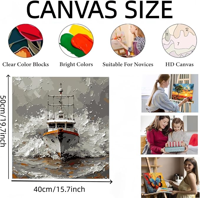 GXGLLPZBY Ship Painting by Numbers Kit for Adults Beginner,15.7X19.7 Inch | Paint by Numbers for Adults,Adult Paint by Number Kits on Canvas,Number Painting Acrylic Oil Painting,for Home Wall Decor