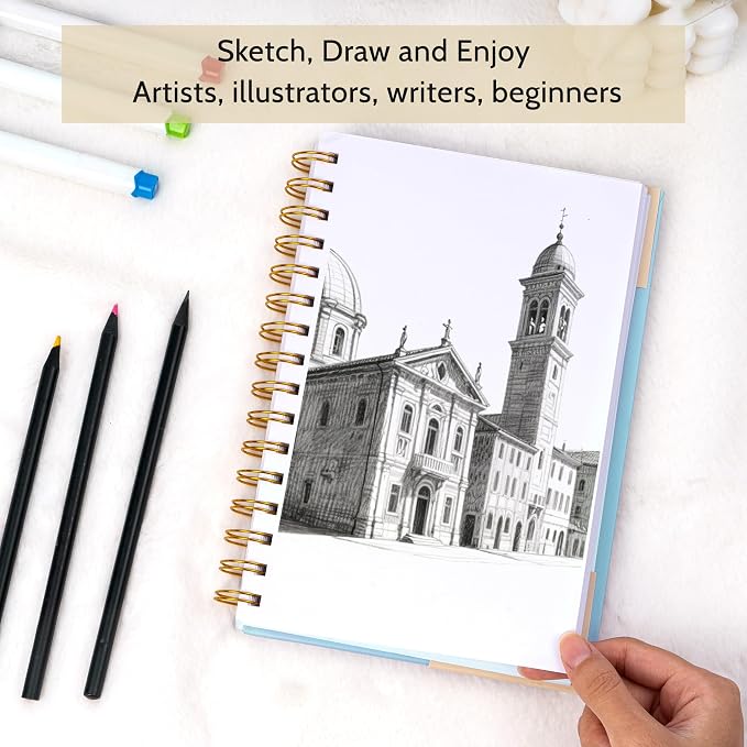 Yoment Small Sketch Book 5.5"x8.5",Mini Sketchbook,Spiral Bound,100 Sheets | Blue,68 lb/100gsm Hardcover Sketch Pad for Kids,Art Sketchbook Drawing Pad Book with Pencil,For Kids, Beginners,Artists