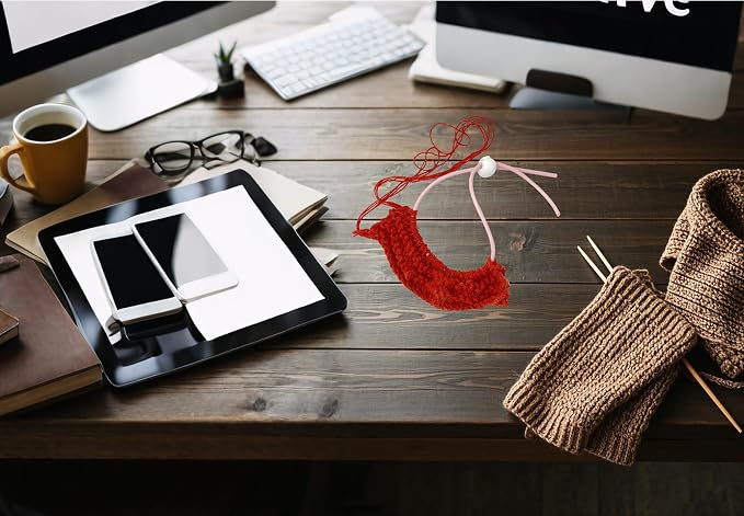 MEYAGO 2PCS PVC Knitting Stitches Holder Barber Cord Stitch Markers Knit Stiches Keeper PVC Knitting Cords with Knitting Needle Stoppers in Storage Tin