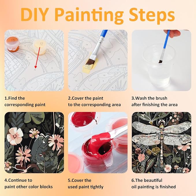 Mandun Insect Paint by Numbers Kit for Adults, 3 Pack, 7.8x11.8 inch | DIY Painting Kits Crafts for Adults, Relieve Stress, Frame Canvas, Wooden Easel, Gift Box, Home Wall Decor