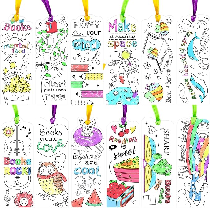 WorldBazaar Color Your Own Bookmarks 60 Pcs