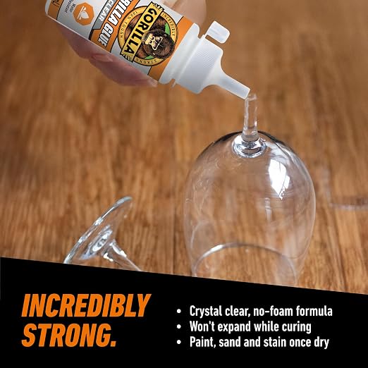 Gorilla Clear Glue, All Purpose, Polyurethane, 3.75 oz Bottle, 2-Pack