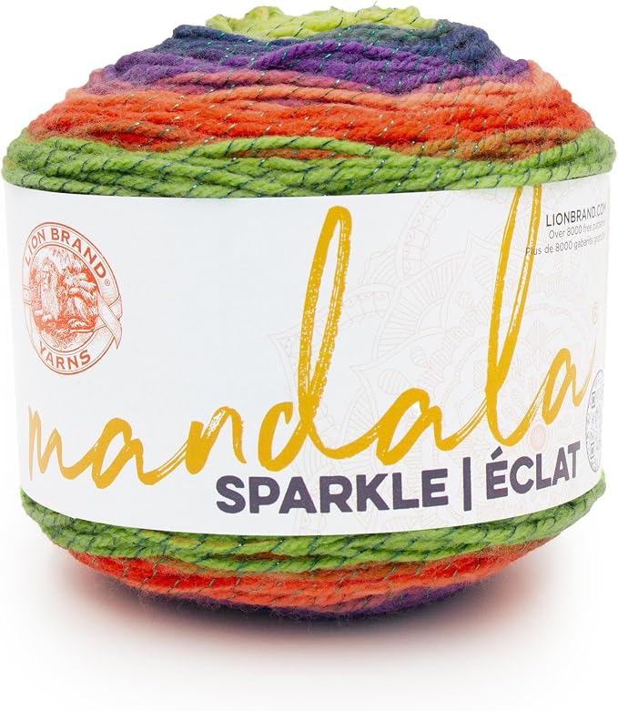 Lion Brand Yarn, Mandala Sparkle Crochet Yarn, Monoceros Multicolor, 1 Pack