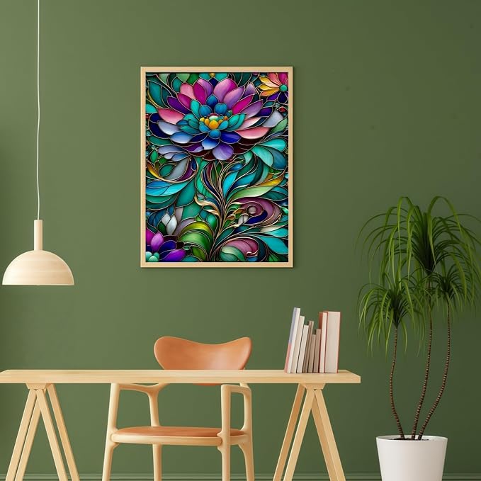 Lotus Diamond Painting Kit 11.8x15.7Inch, Diamond Art for Adults Full Drill | Relaxing DIY Hobby Beautiful Wall Decor for Living Room