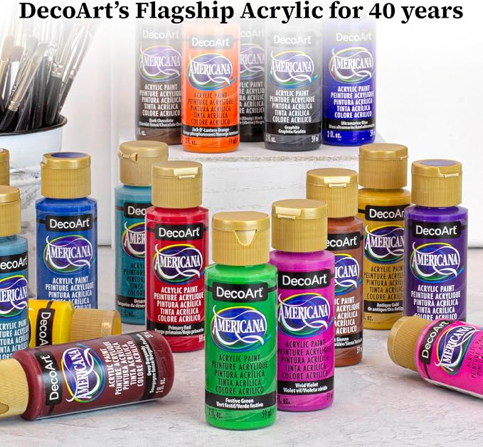 DecoArt Americana Acrylic Paint Set – Color Wheel & Color Theory Collection, 9 Bottles (2 fl oz) – Art and Craft Acrylic Paints for Canvas, Wood, and More