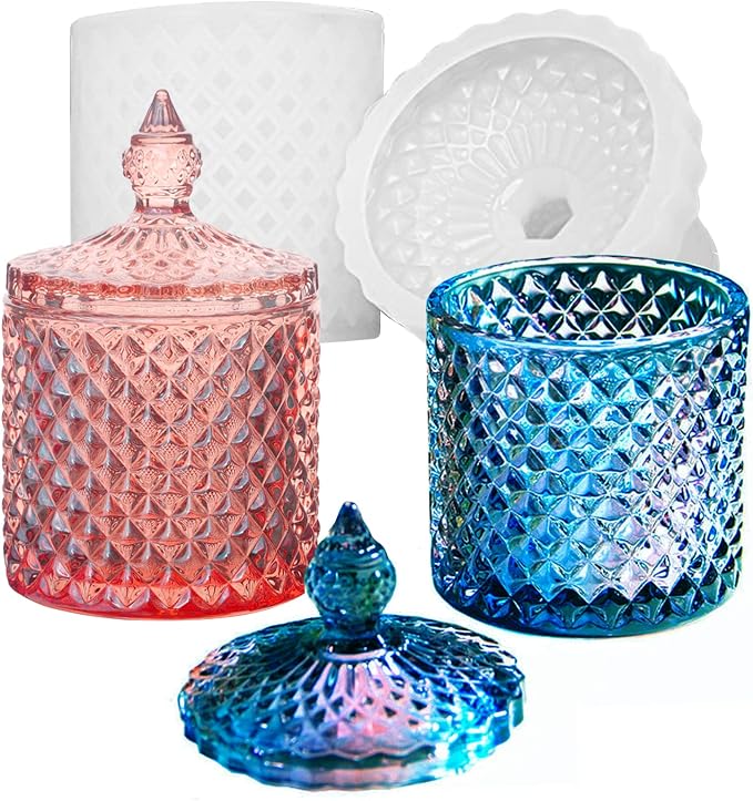Box Resin Mold with Lid, Silicone Jar Resin Mold 3D Storage Jewelry Candle Holder Container Mould for Resin Casting Concrete Craft Decor