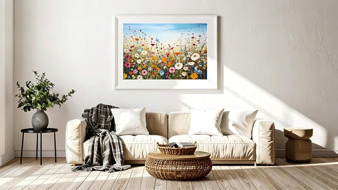 Wildflower Field 5D Diamond Painting Kits for Adults, Daisy Meadow 16x12"