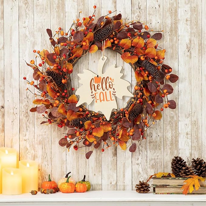 Large Size 7inch Wooden Fall Ornaments to Paint Halloween Thanksgiving Thanksgiving, Maple Leaf Cutouts Unfinished DIY Blank Unfinished Wood Discs Ornament for Crafts Hanging Autumn Decorations 10PCS