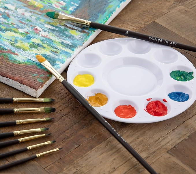 Falling in Art 9 PCS Long Handle Filbert Brushes Set