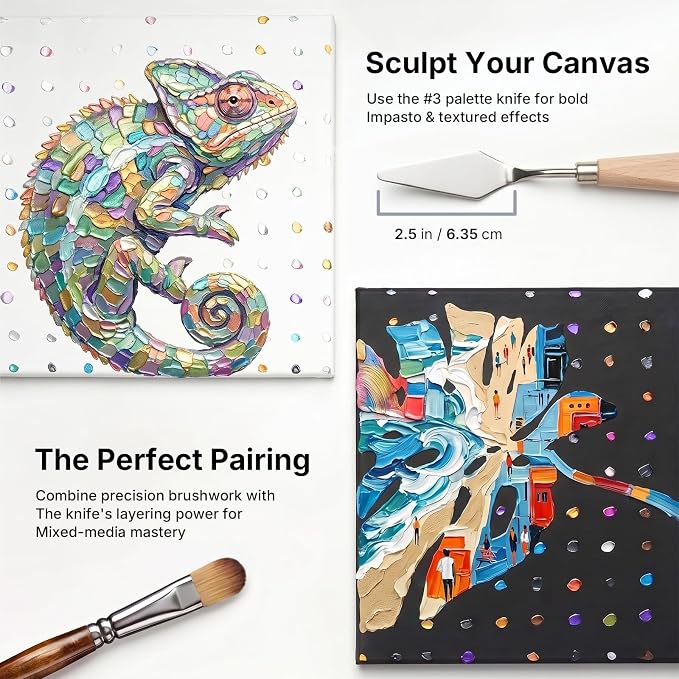 Nicpro 30pcs Paint Brush Set for Acrylic Painting, Oil, Watercolor, Gouache | Professional 9 Shapes No Shedding Synthetic Bristles with Palette Knife & Canvas Roll, Art Supplies for Artists and Beginners