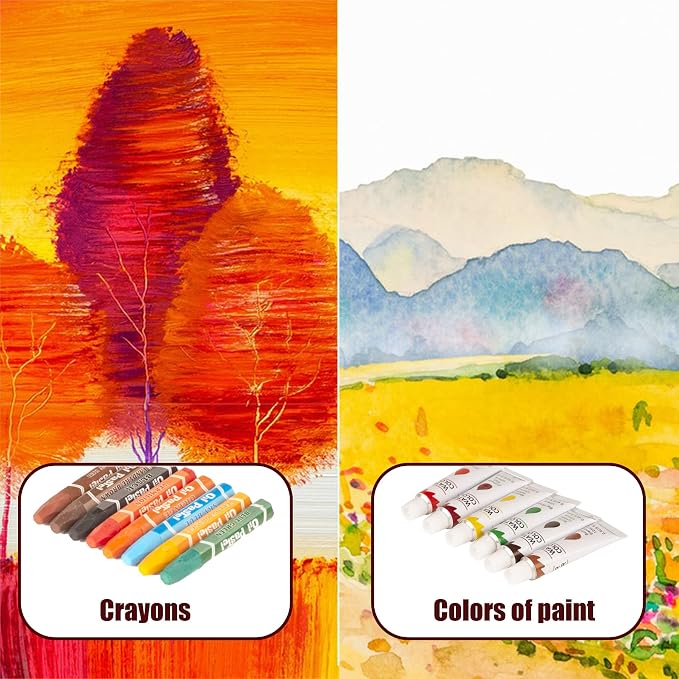 KINSPORY 168 Pack Wooden Art Set, Deluxe Painting Drawing Kit with 3 Coloring Books, Oil Pastels, Watercolor Paints, Art Crafts Supplies, Creative Gift for Beginners, Kids, Boys, Girls & Artists